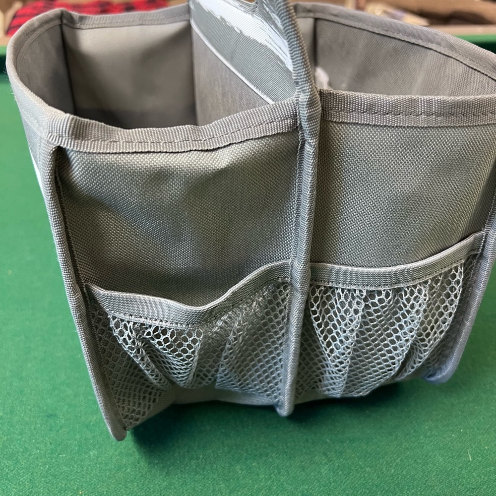Thirty-One Double Duty Caddy Gray and White Striped - Picture 2 of 6
